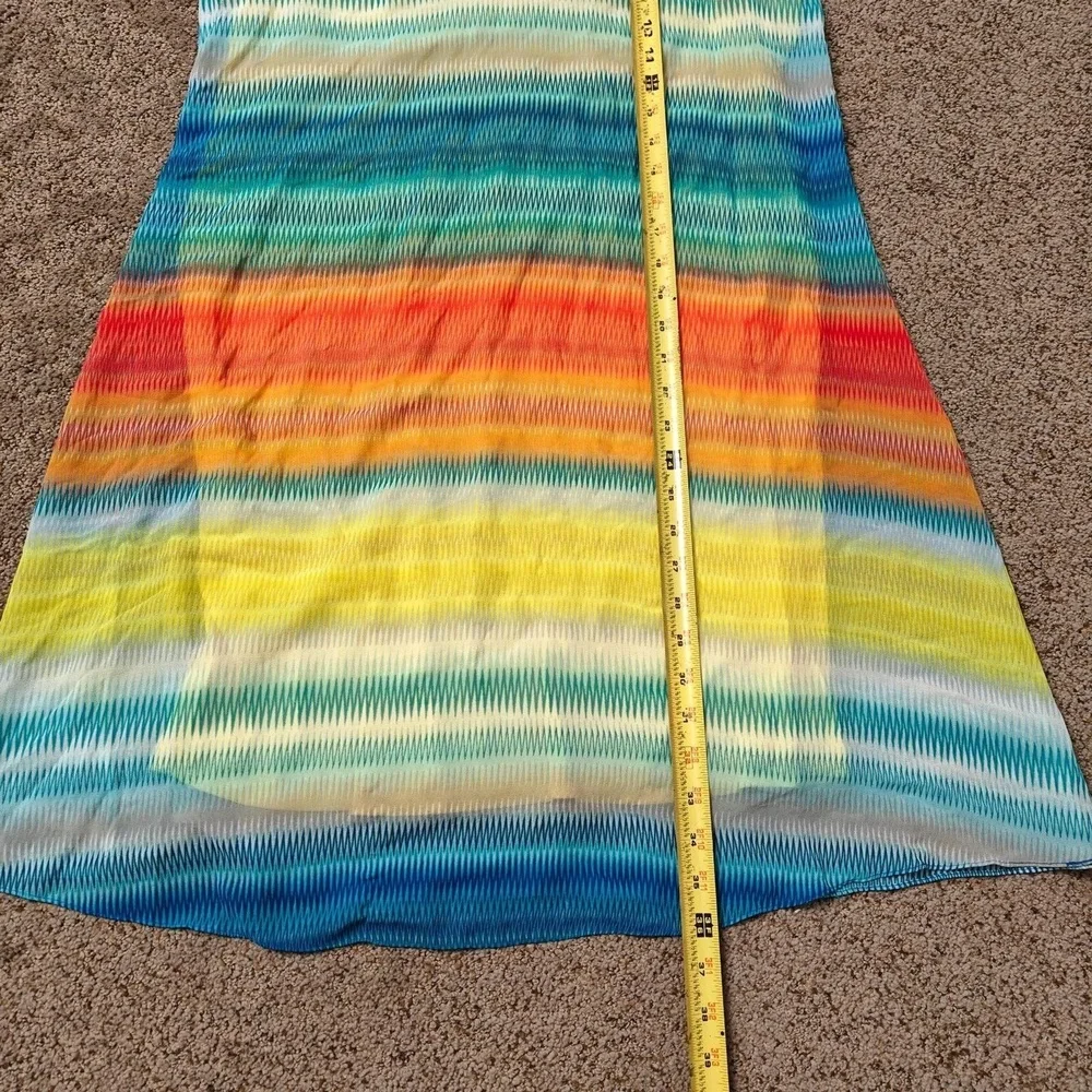 Calvin Klein Dress Womens 10 Yellow Abstract Print‎ Shift Chiffon Sleeveless